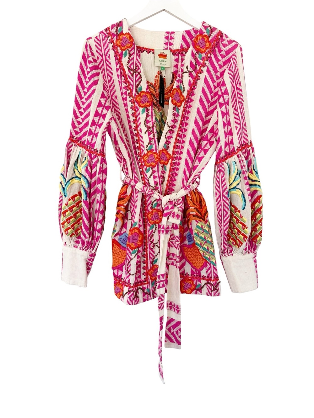 FARM Rio • Jacquard Embroidered Kimono in Pink